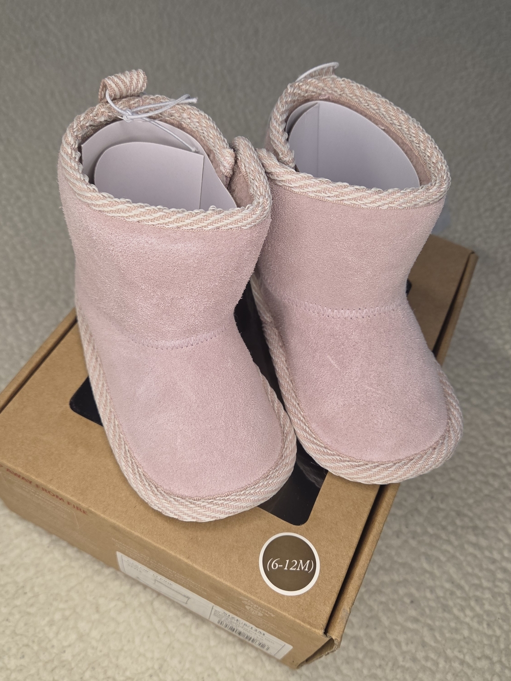 BearPaw Dusty Pink Leather Infant Boots Girls Size 6-12 Months